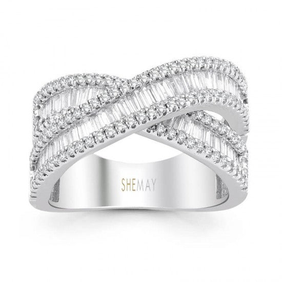 Преплетен пръстен бяло злато Диаманти 1.08 карата